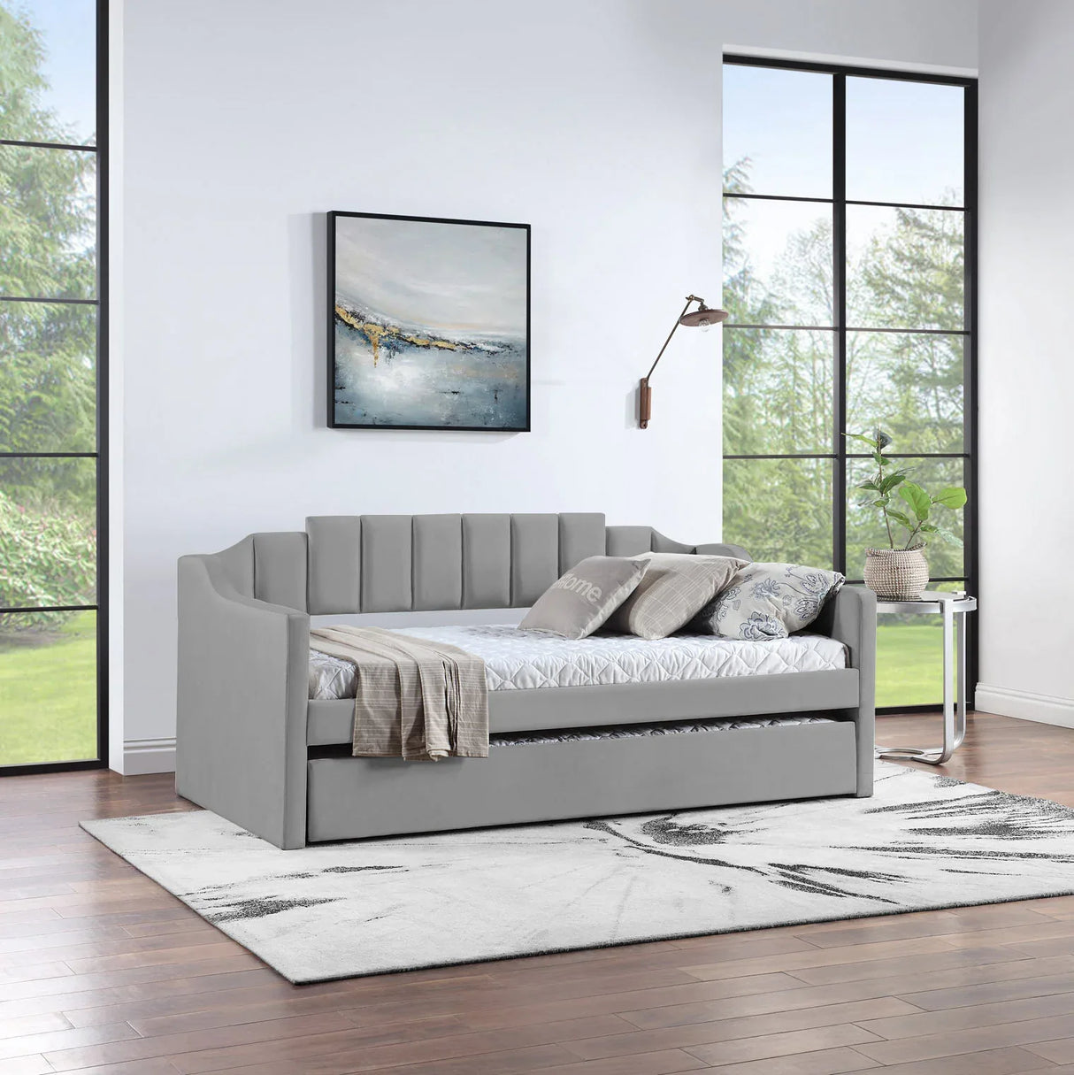 Twin Upholstered Solid Wood Daybed With Trundle - Omega Lifestyles