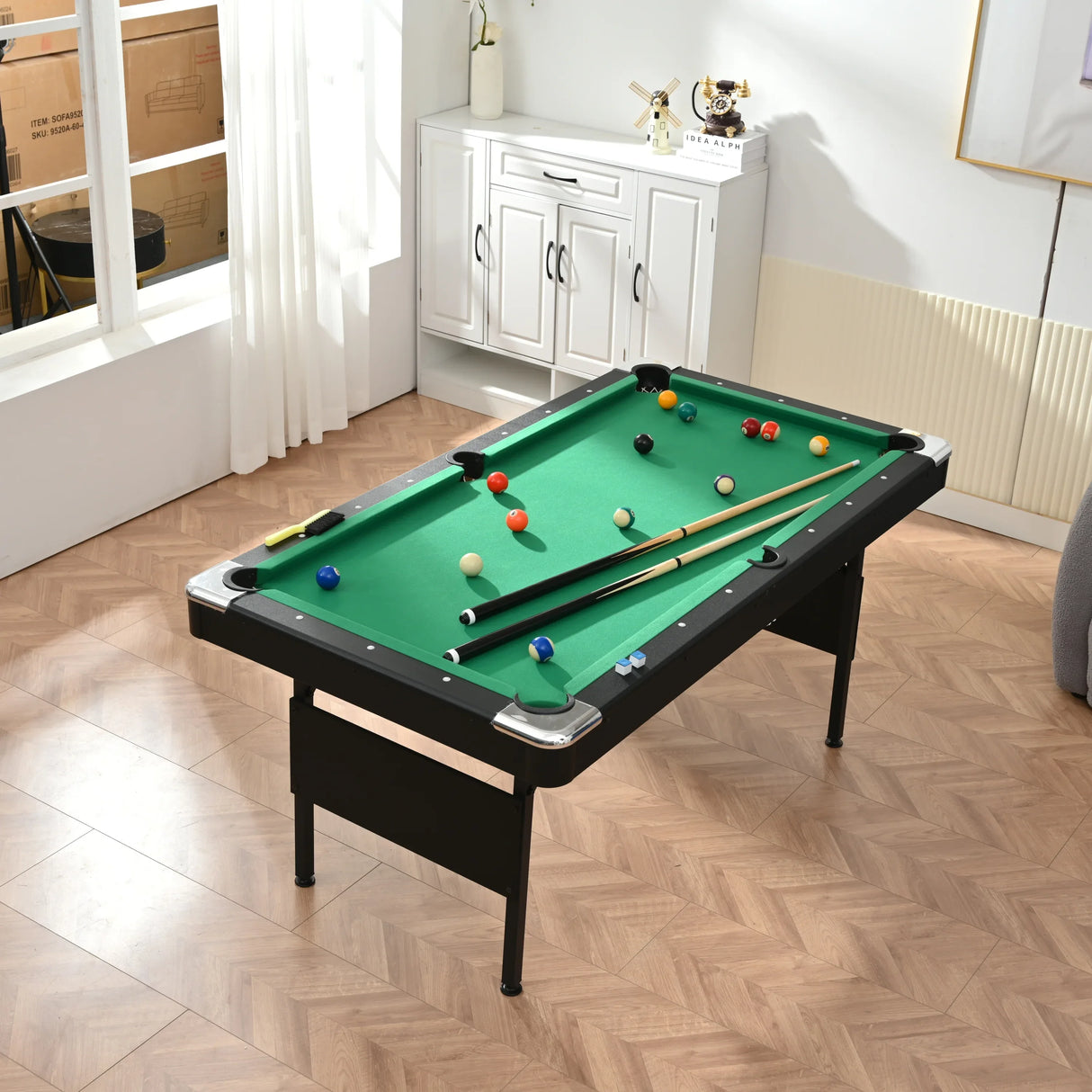 Foldable Black Green MDF Steel Pool Game Table - Omega Lifestyles