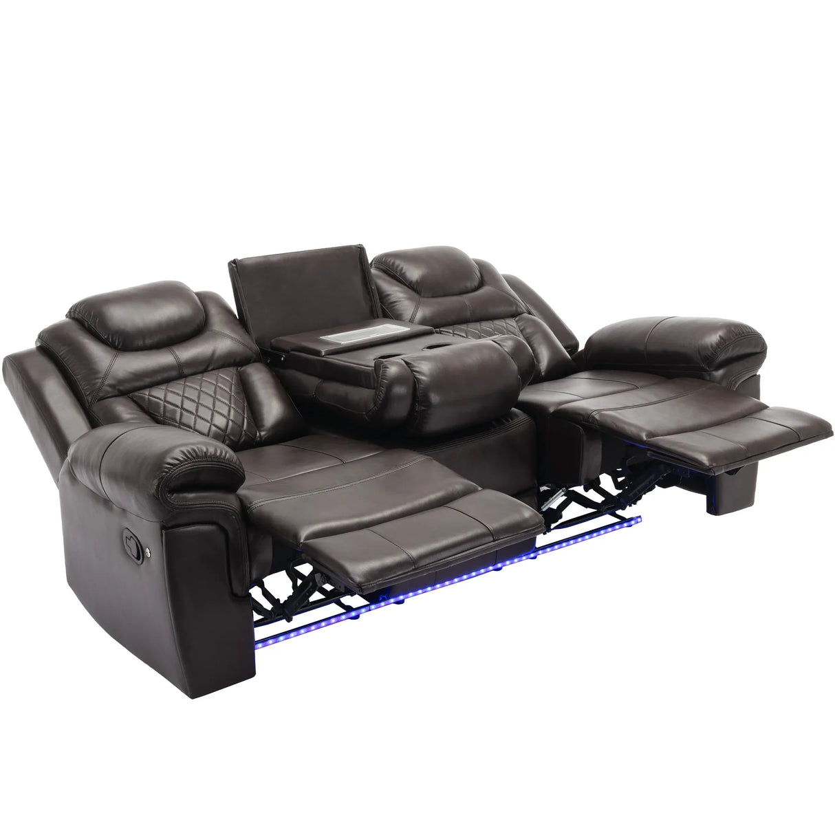 Manual Faux Leather Recliner Chair With LED Light Strip - Omega Lifestyles