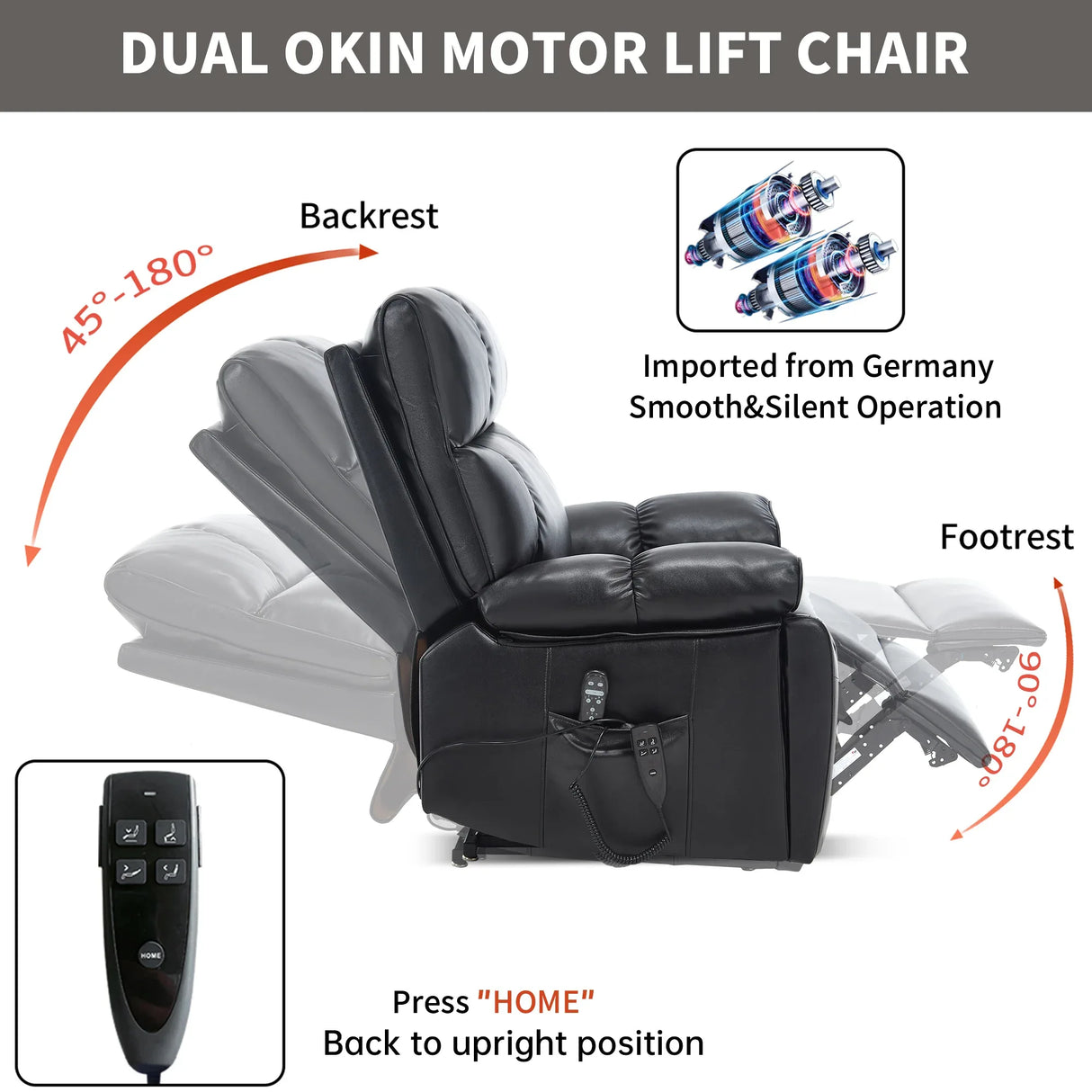 Medium Firm Faux Leather Power Lift Massage Recliner Chair - Omega Lifestyles