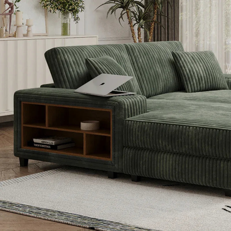 Convertible Corduroy Fabric Oversized Double Lounge Sofa Chair - Omega Lifestyles