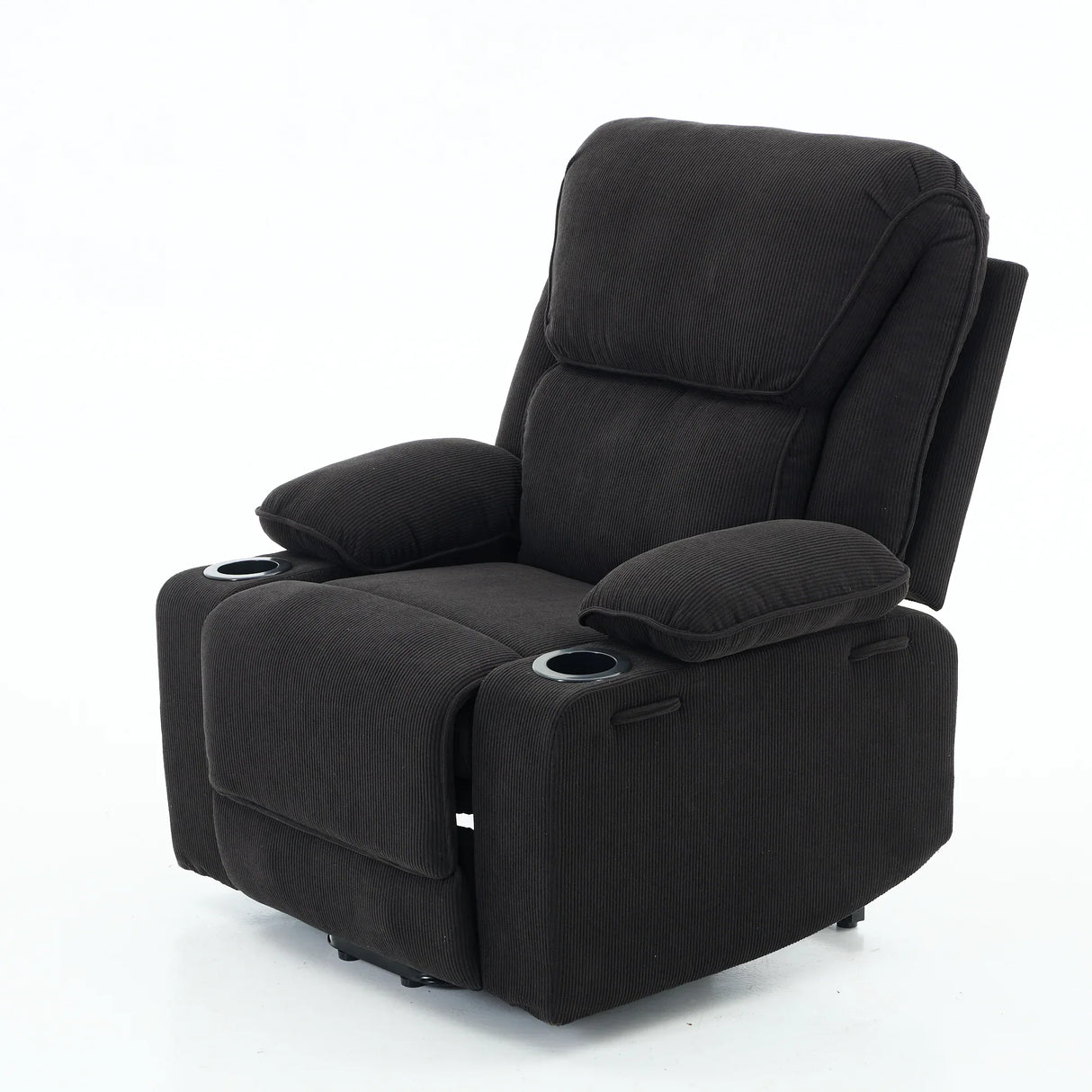 Medium-Firm Corduroy Remote-Controlled Heating Massage Recliner - Omega Lifestyles