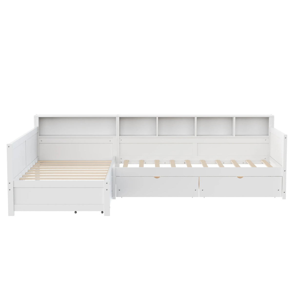 Twin Wood L-Shape Daybed With Storage Drawers - Omega Lifestyles