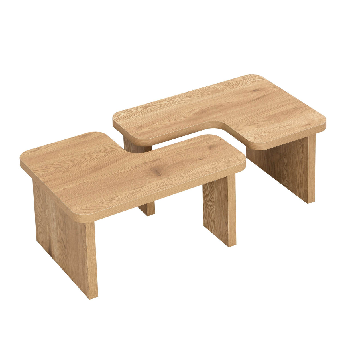 L-Shaped Oak MDF Detachable Farmhouse Coffee Table - Sleep Galleria