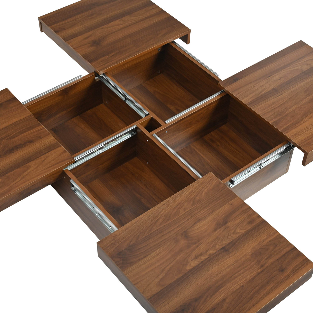 Square Walnut Veneer Coffee Table With Sliding Storage - Sleep Galleria