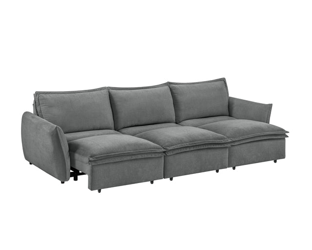Gray Chenille Fabric Power Recliner Sofa With Sleeper - Omega Lifestyles
