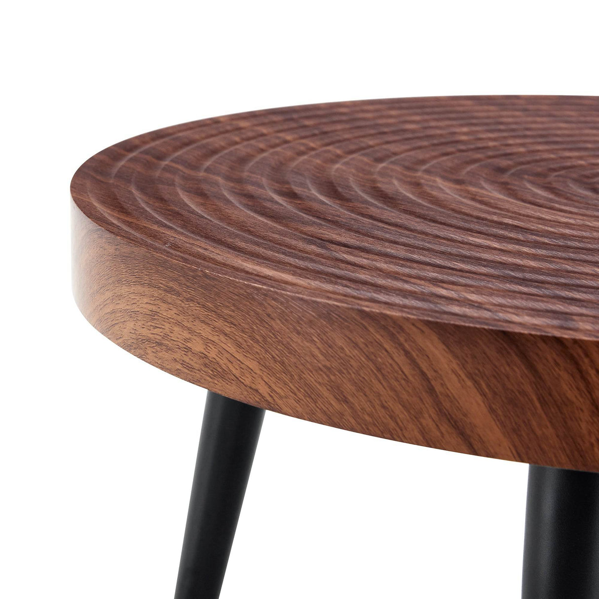 Modern Round MDF And Metal Walnut Coffee Table - Sleep Galleria