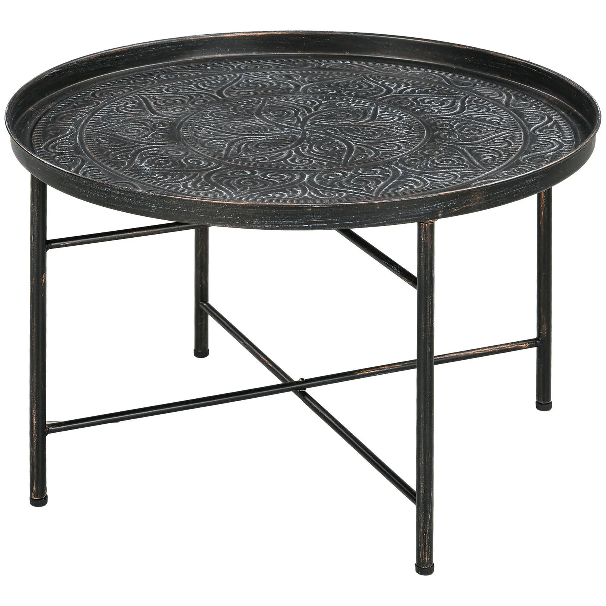 Pewter Metal 24-Inch Round Coffee Table - Omega Lifestyles