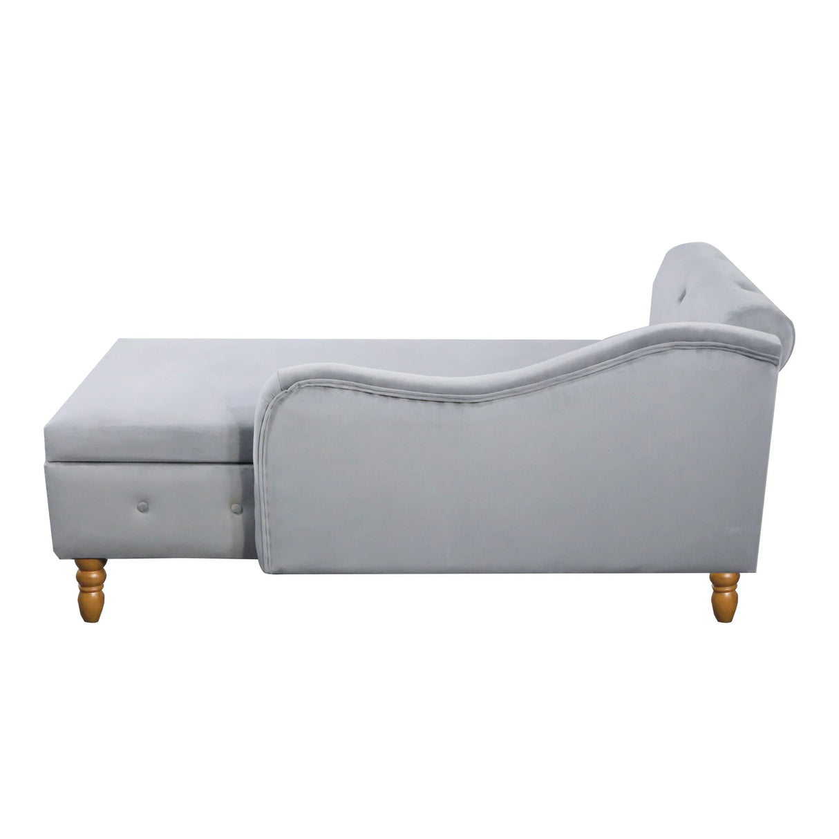Classic Velvet Storage Chaise Lounge With Pillow - Omega Lifestyles