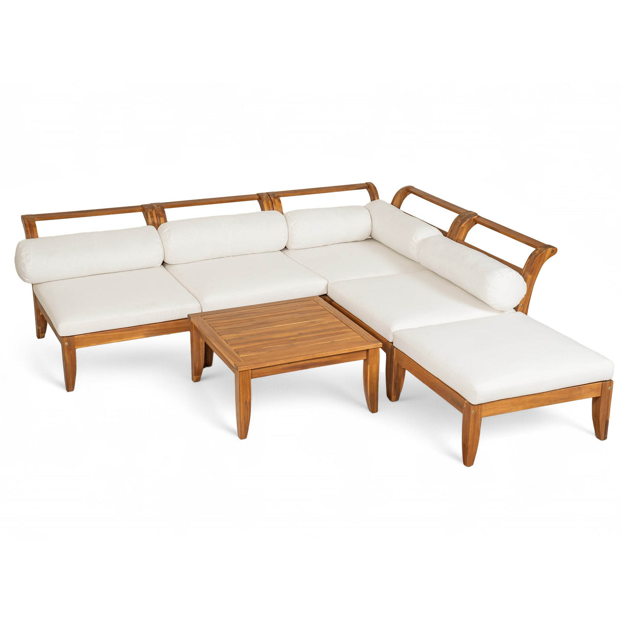6-Piece Acacia Wood Modular Outdoor Patio Sofa Set