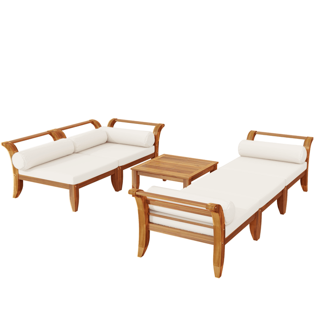 6-Piece Acacia Wood Modular Outdoor Patio Sofa Set - Omega Lifestyles