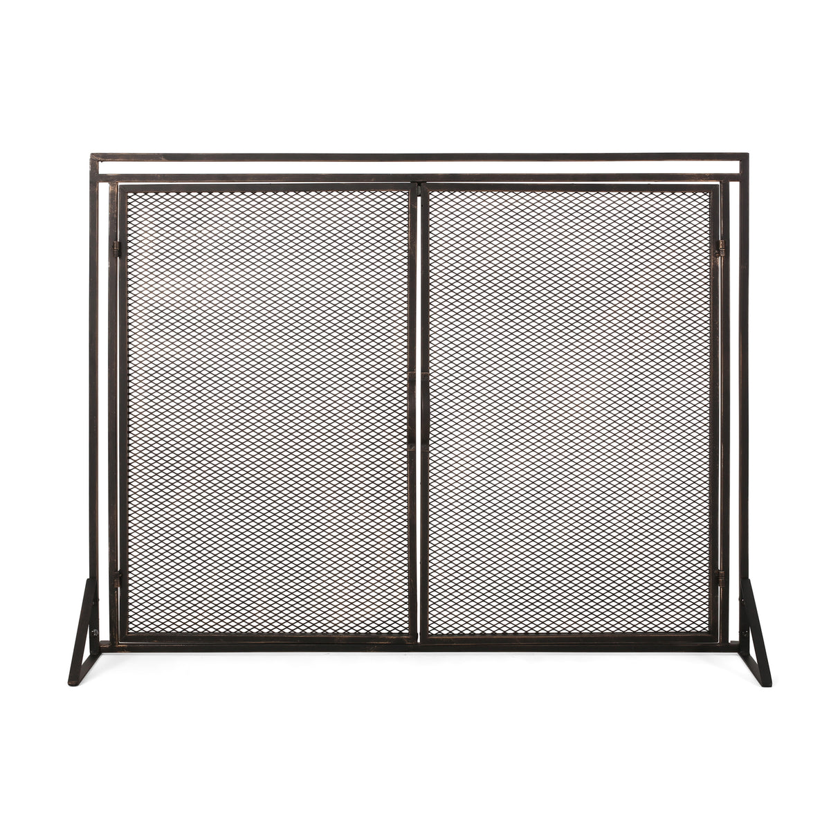 Modern Iron Fireplace Screen With Matte Black Finish