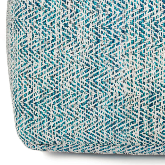 Teal Mélange Fabric Square Pouf Ottoman - Omega Lifestyles