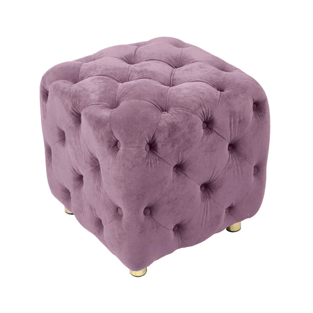 Purple Velvet Storage Ottoman Footstool With High-Density Foam - Omega Lifestyles