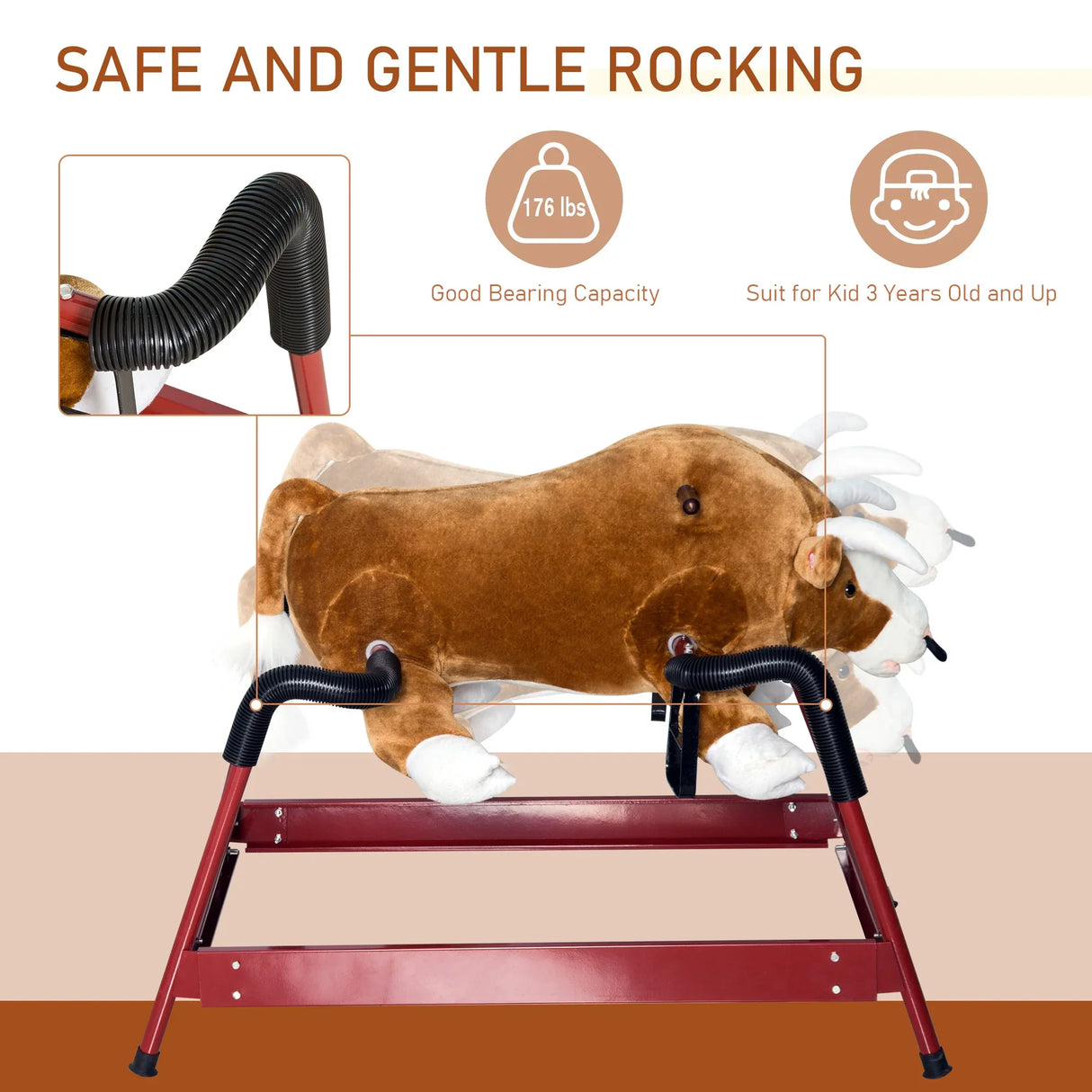 Plush Kids Spring Bull Rocking Horse Toy - Omega Lifestyles