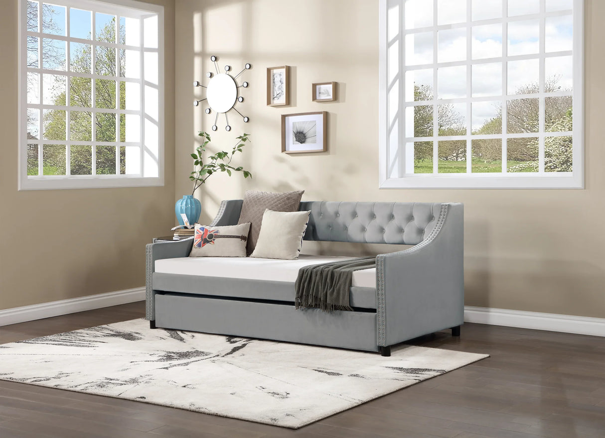 Twin Upholstered Wood Daybed With Trundle Frame - Omega Lifestyles
