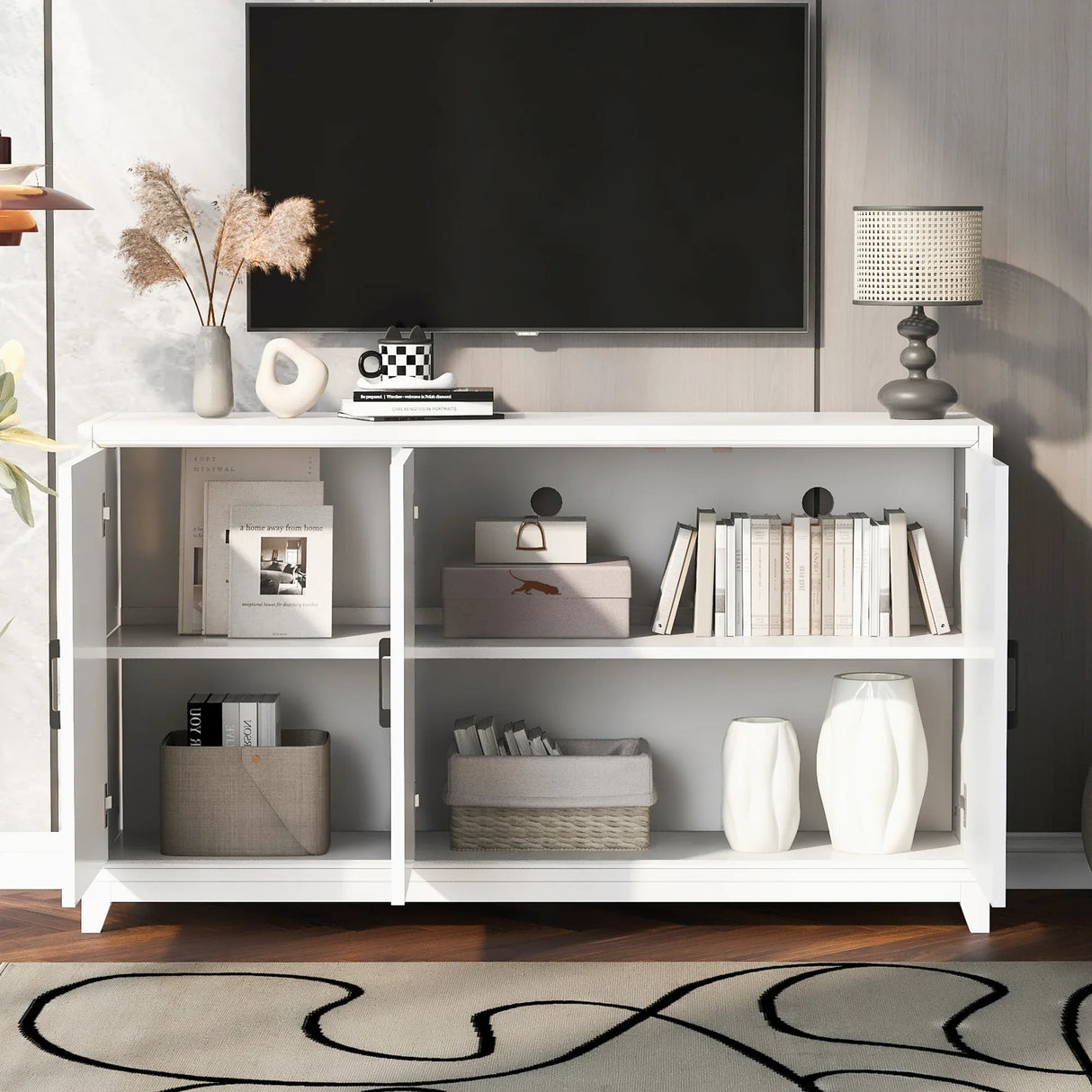 Modern White Particle Board MDF TV Stand Cabinet - Omega Lifestyles