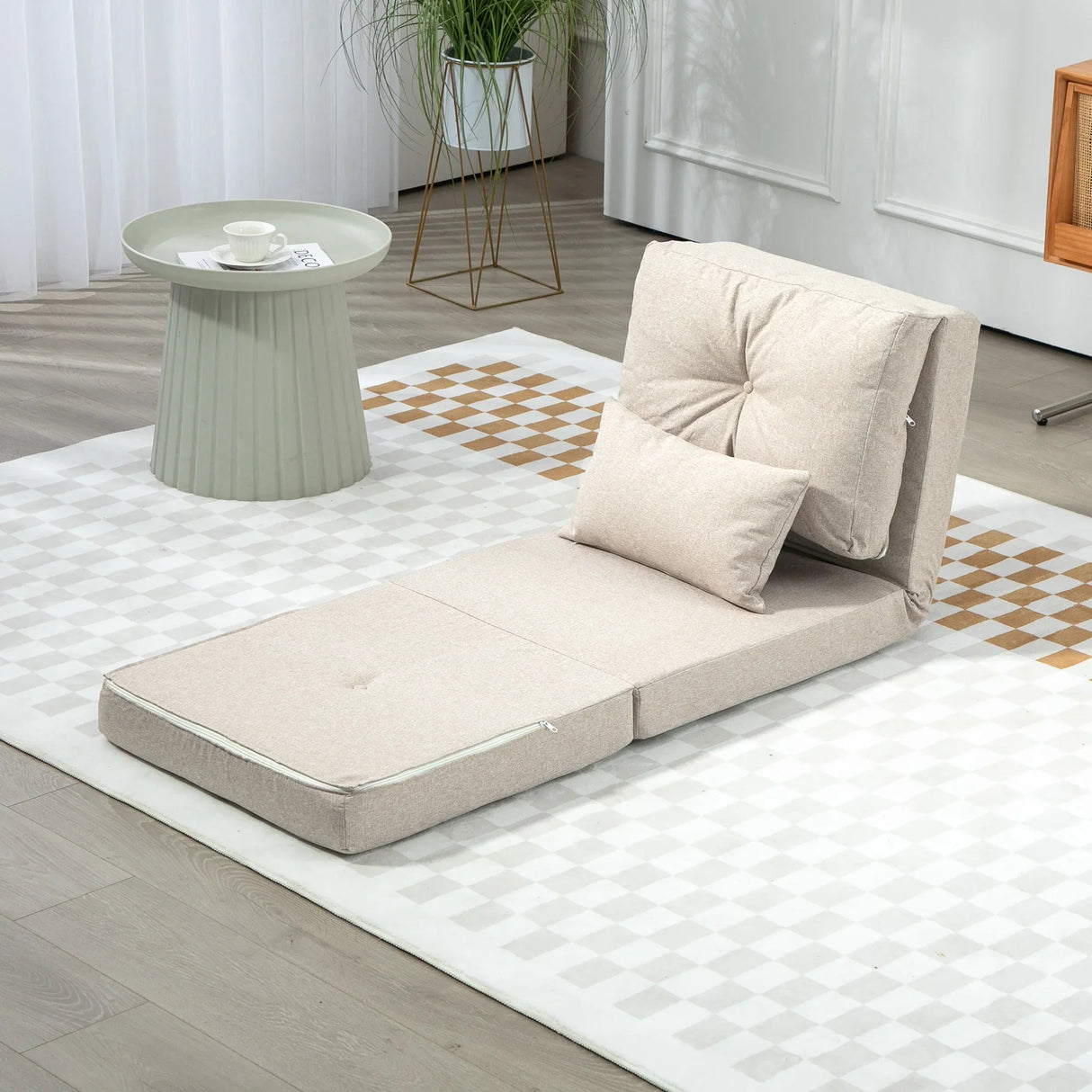 Convertible Folding Linen Floor Sofa Bed With Adjustable Backrest - Omega Lifestyles