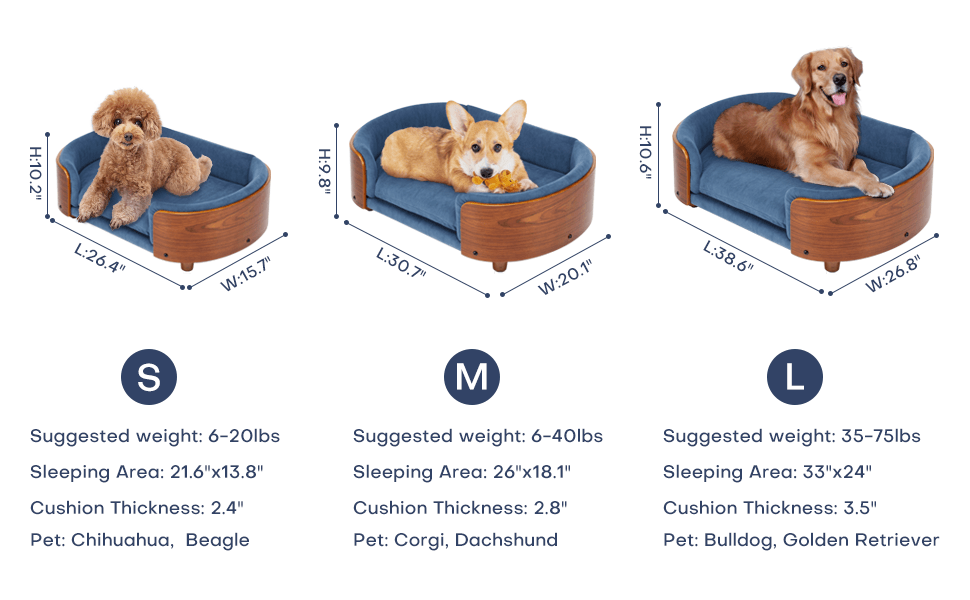 Scandinavian Style Solid Wood Elevated Pet Bed With Velvet Cushion - Sleep Galleria