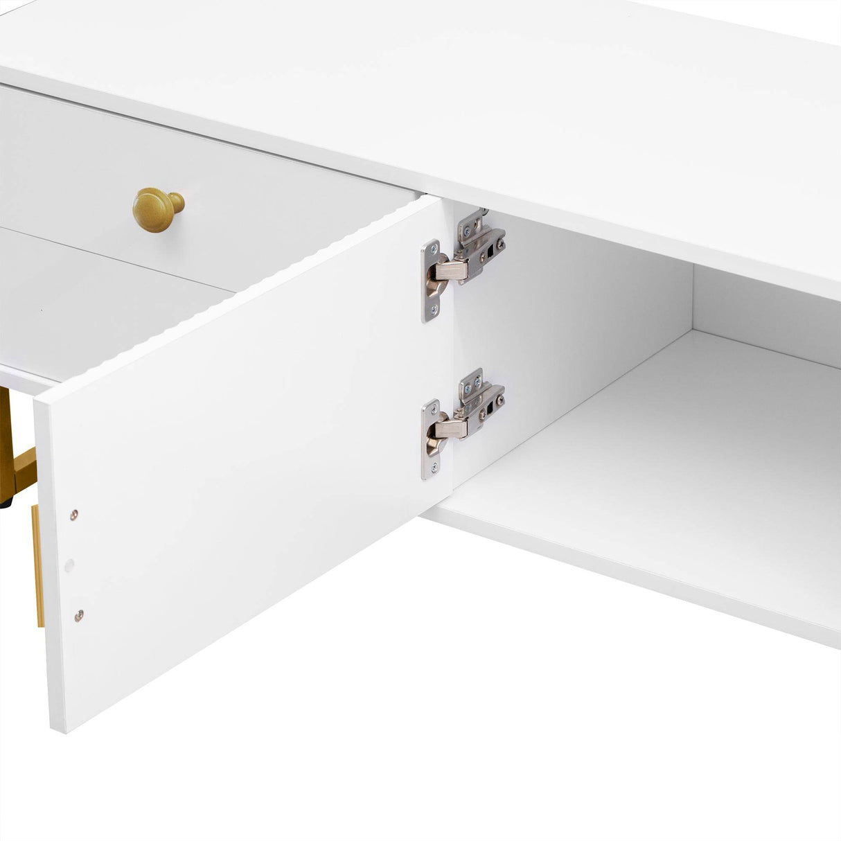 Modern White MDF TV Stand With Storage Cabinet - Sleep Galleria