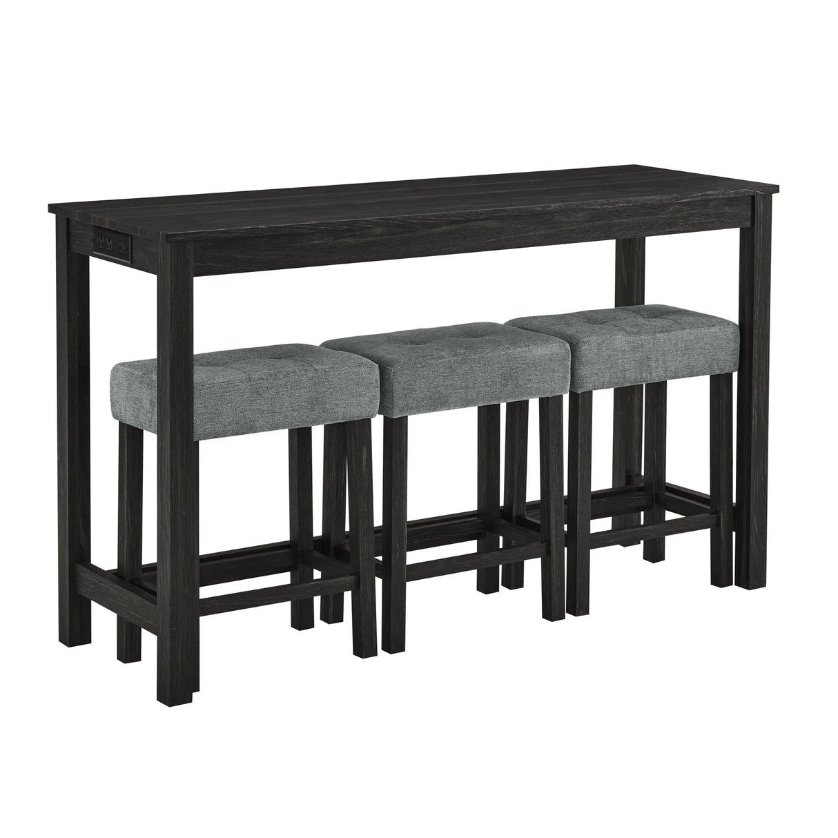 59-Inch Industrial Solid Wood Bar Table And Stools Set - Omega Lifestyles