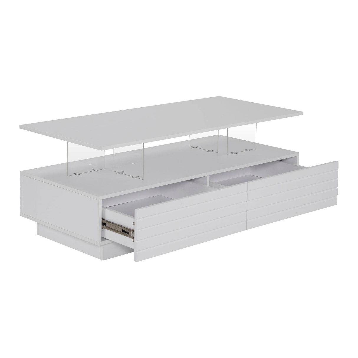 Modern White LED Lighting Coffee Table With Drawers - Sleep Galleria