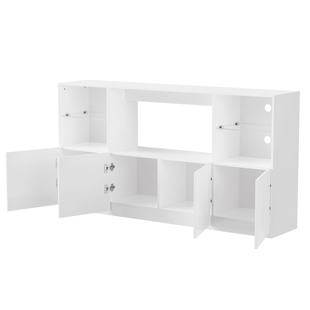 High Gloss White MDF TV Stand With LED Lights - Sleep Galleria