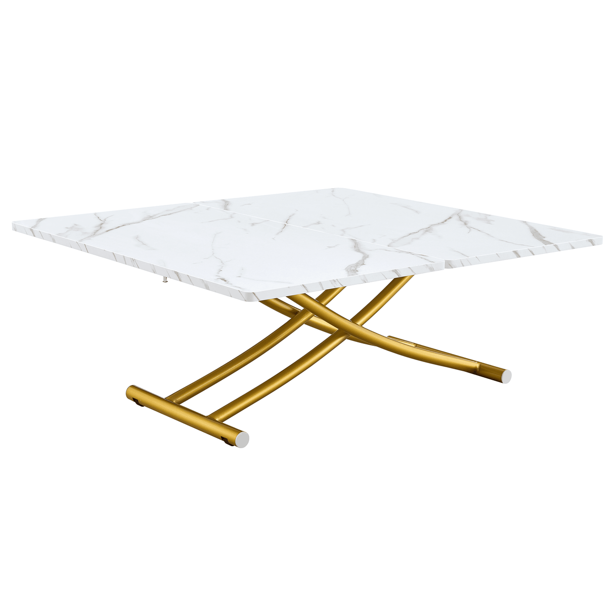 Multifunctional Adjustable Height White Gold Lift Table - Sleep Galleria