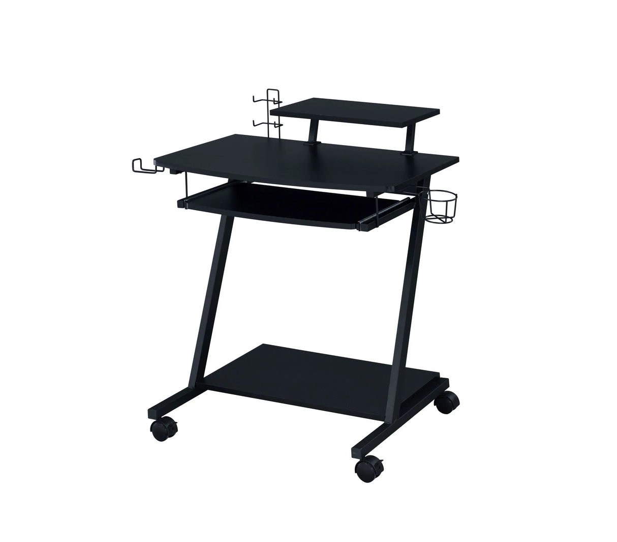 Black Metal Synthetic Wood Rectangular Gaming Desk - Omega Lifestyles