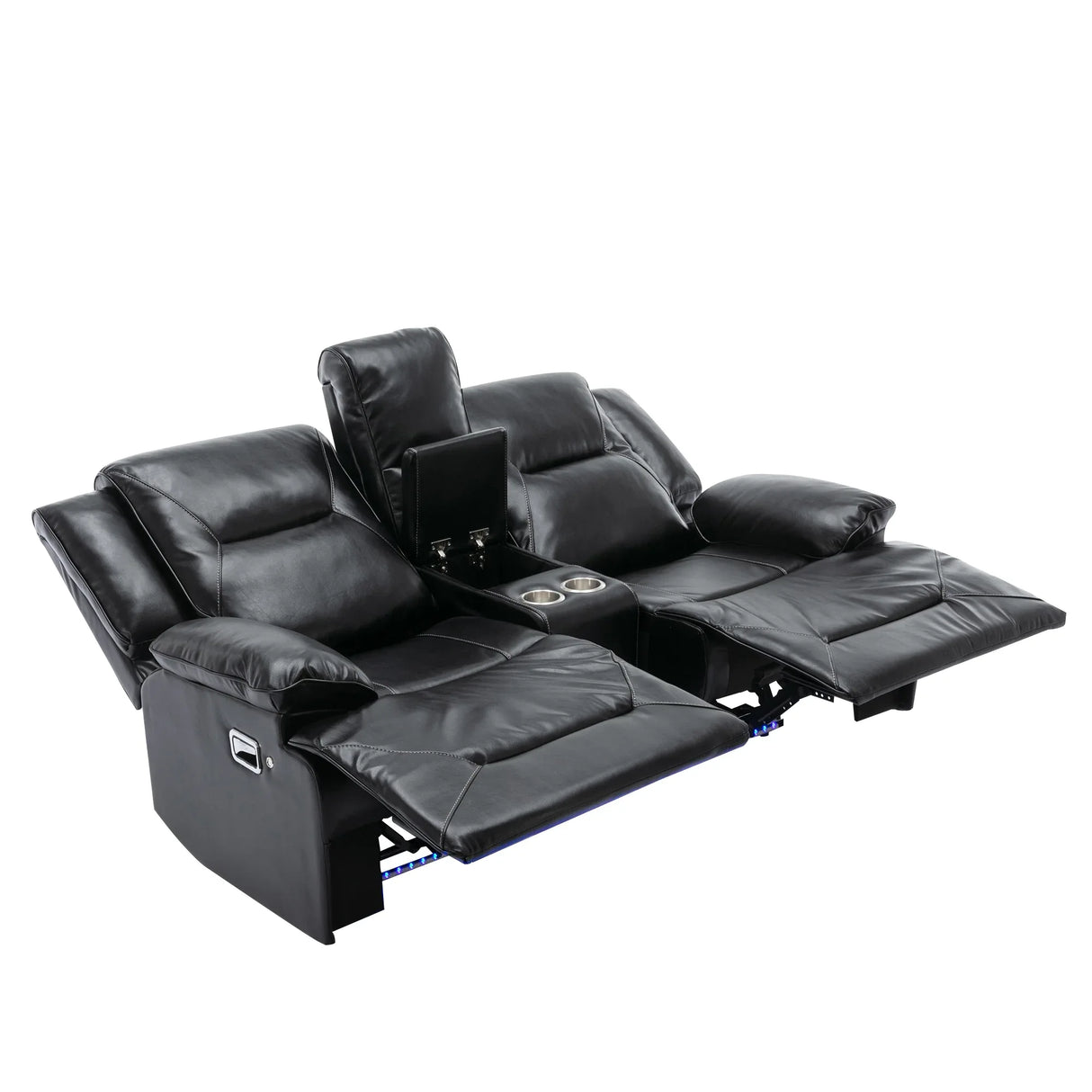 2-Seater Manual Recliner Chair With LED Light Strip - Omega Lifestyles