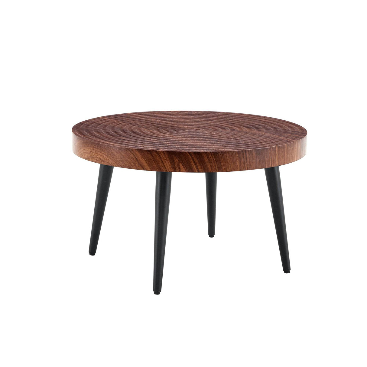Modern Round MDF And Metal Walnut Coffee Table - Sleep Galleria