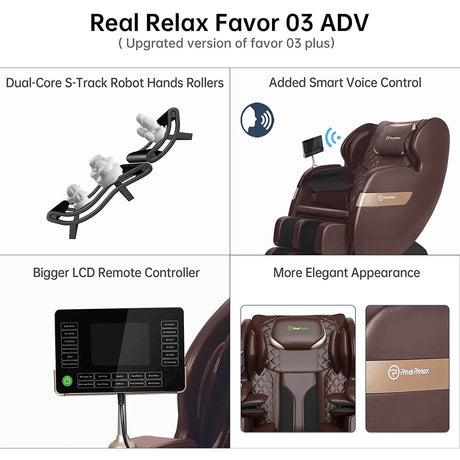 S Track Massage Chair, Full Body Zero Gravity Shiatsu Recliner with Smart Voice Controller, Brown