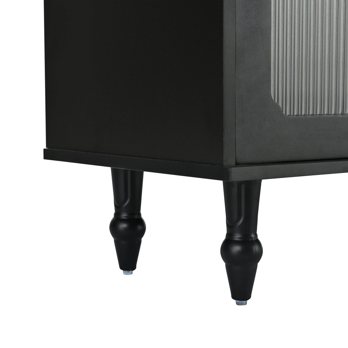 Retro Vintage Black TV Stand With Fluted Glass Doors - Sleep Galleria