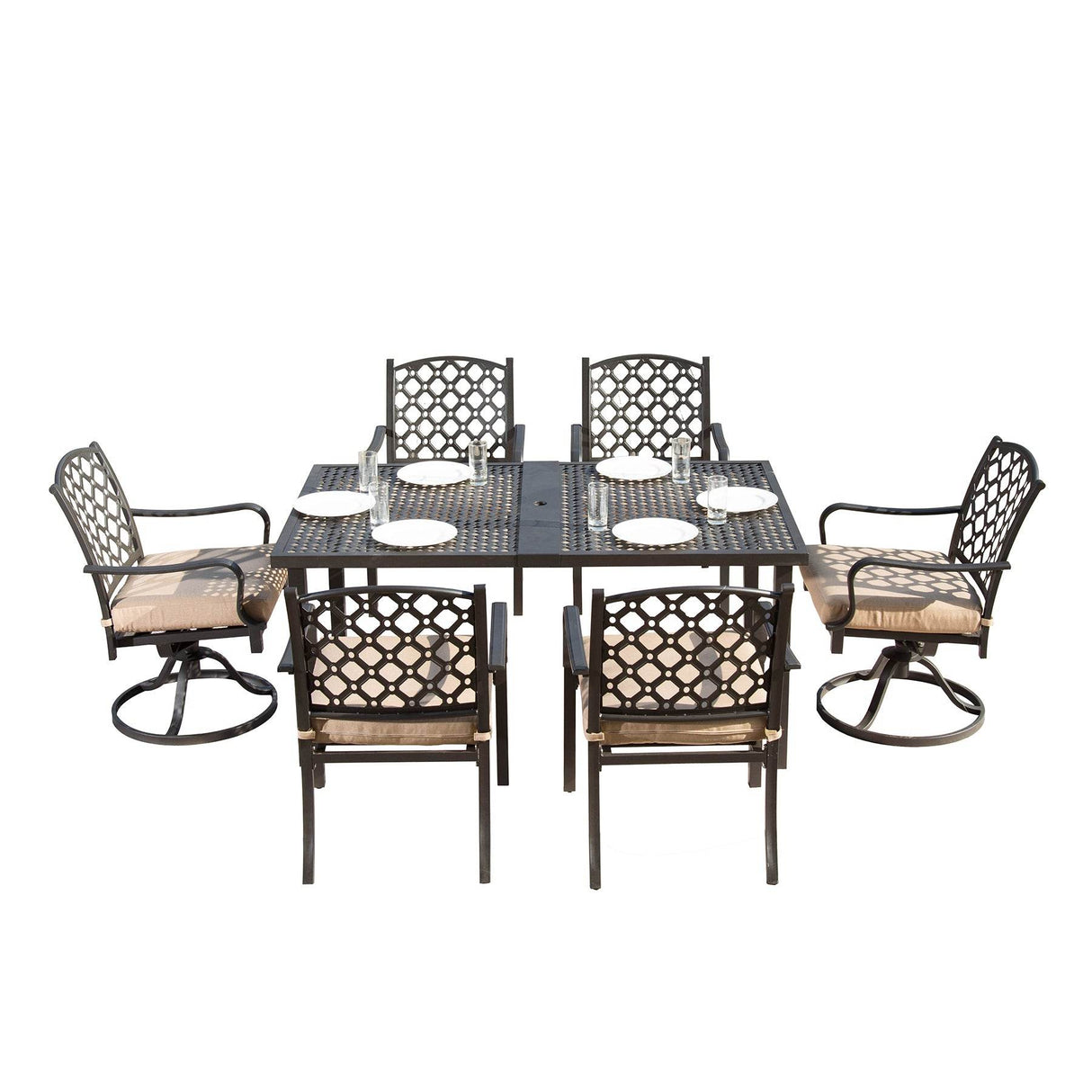 7-Piece Metal Outdoor Patio Dining Set With Cushions