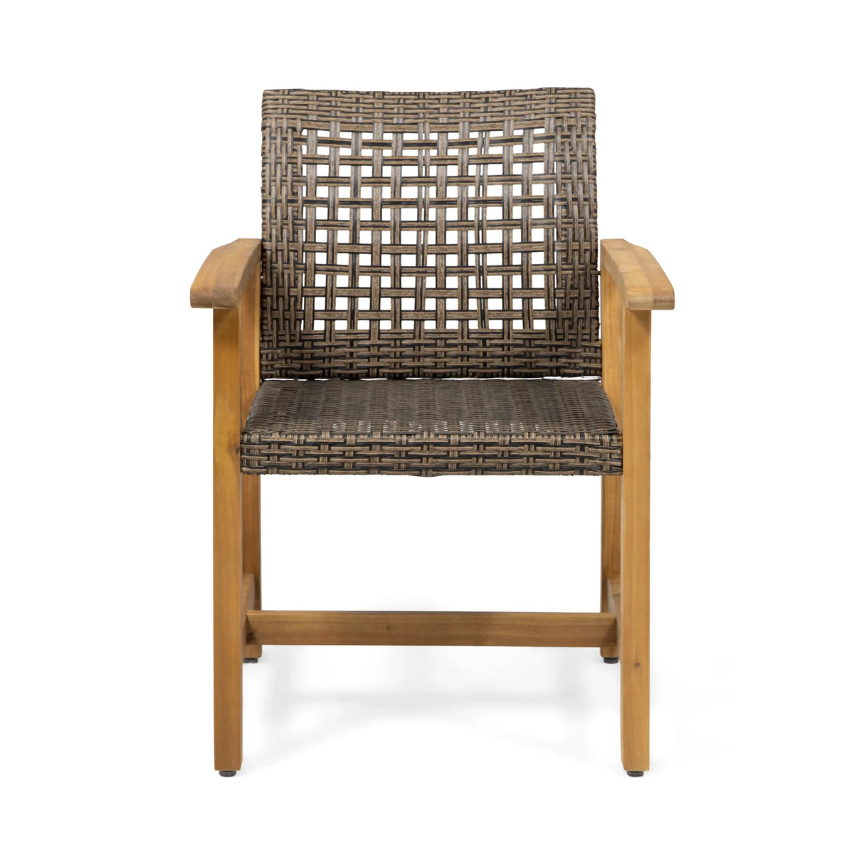 Pair Of Acacia Wood And Wicker Dining Chairs - Omega Lifestyles