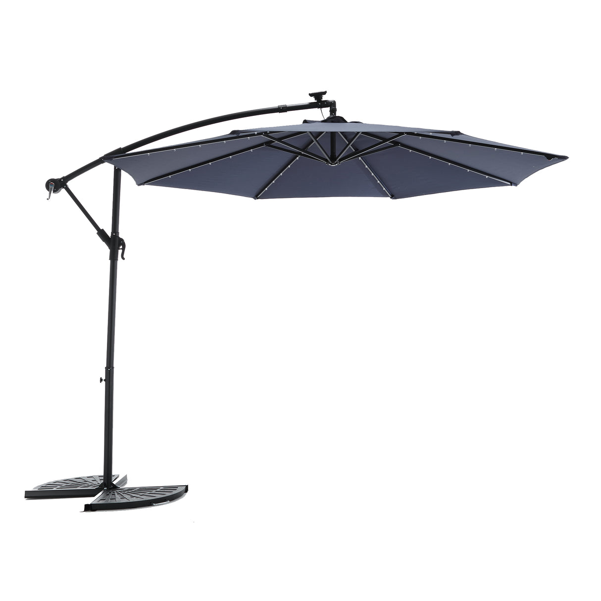 10-Foot Solar LED Adjustable Steel Patio Umbrella