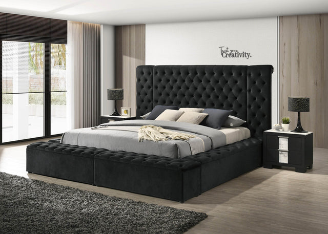 Queen Velvet Tufted Upholstered Bed Frame With Storage - Omega Lifestyles