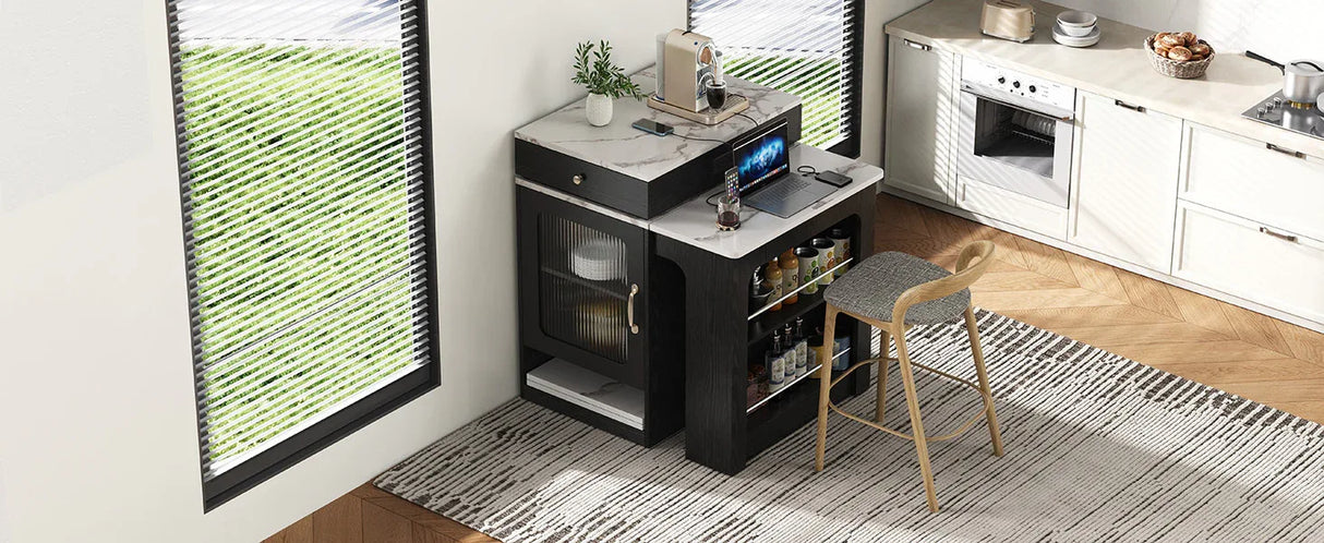 Extendable Dining Table Kitchen Island With Storage - Omega Lifestyles