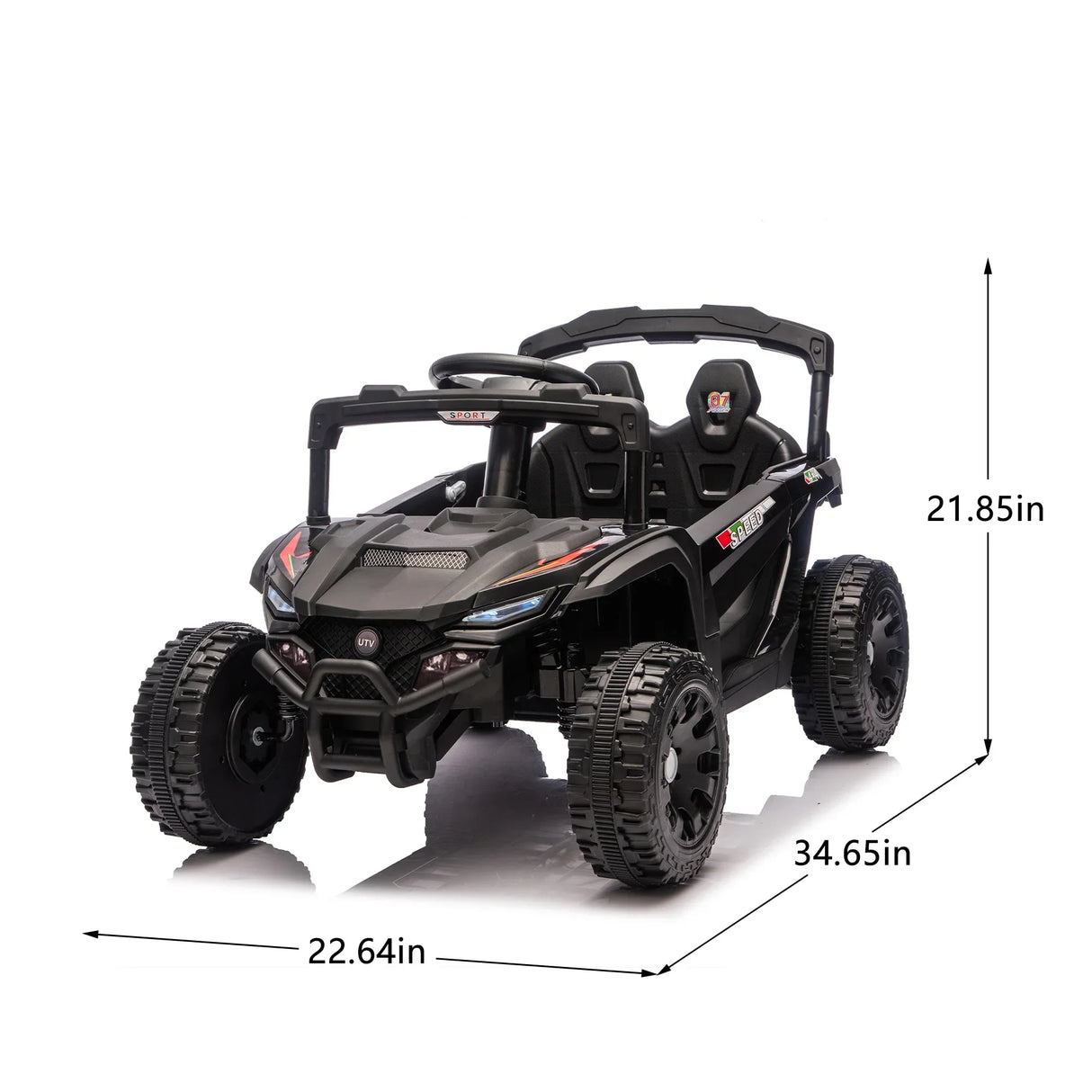 24V Kids Remote Control Black Ride On UTV - Omega Lifestyles