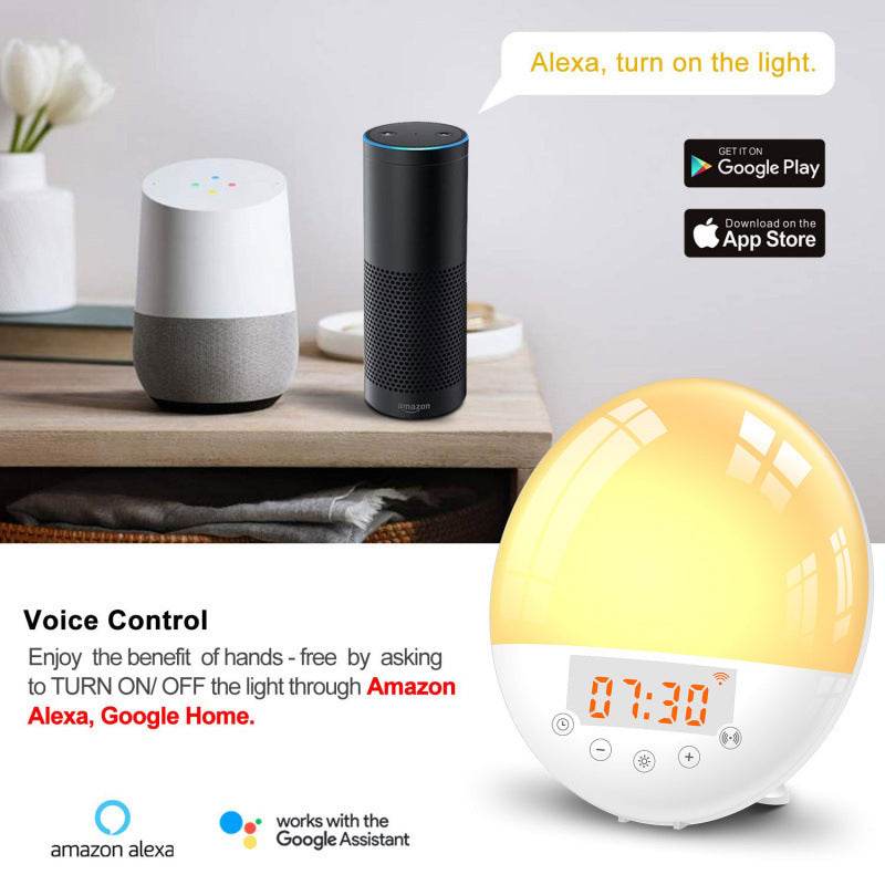 WiFi Voice Control Smart Sunrise Wake-Up Light - Sleep Galleria