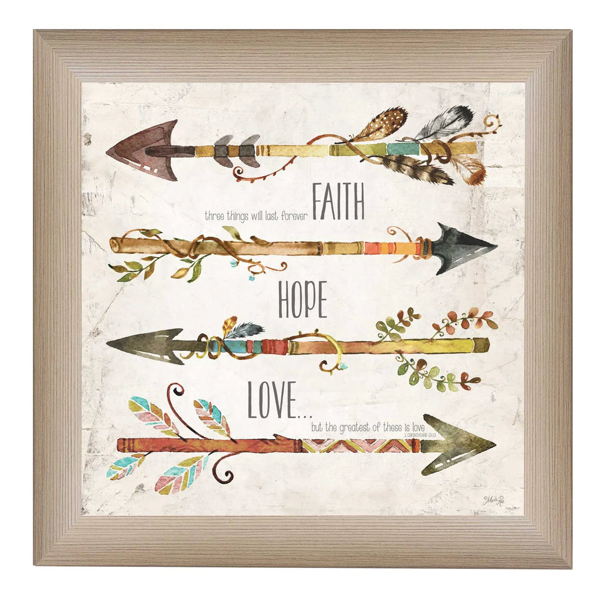 Faith Hope Love Multicolor MDF Wall Art Poster - Omega Lifestyles