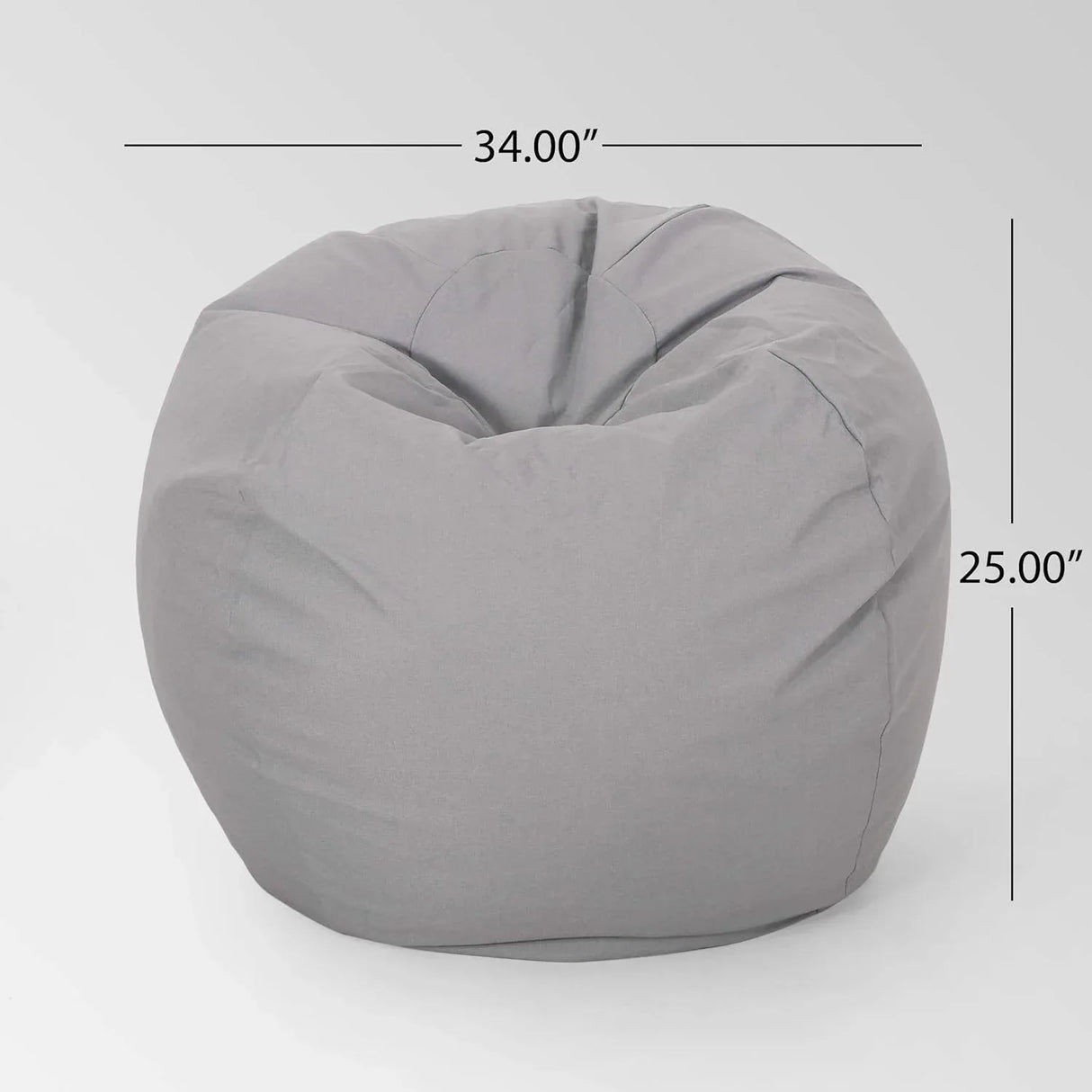 Light Gray Fabric Foam-Filled Bean Bag Chair - Omega Lifestyles