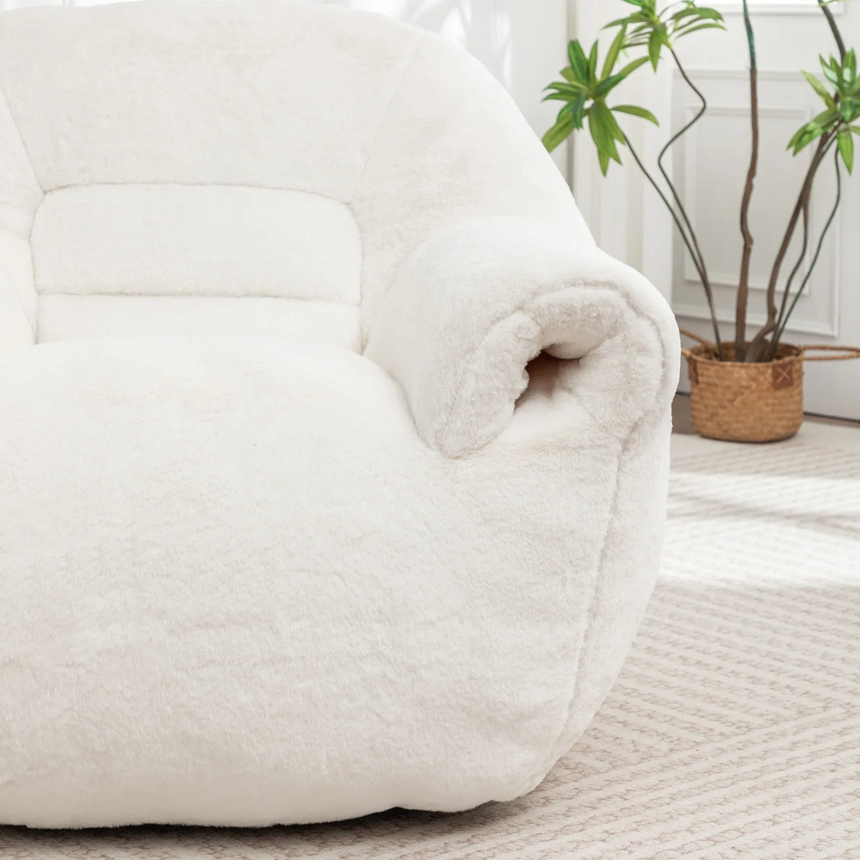 Faux Fur Comfy Bean Bag Chair With Back Support - Omega Lifestyles
