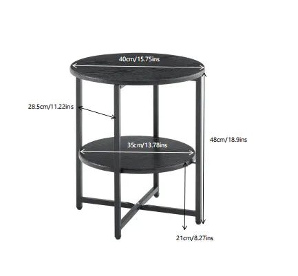 Small Round 2-Tier MDF Iron Farmhouse End Table - Omega Lifestyles