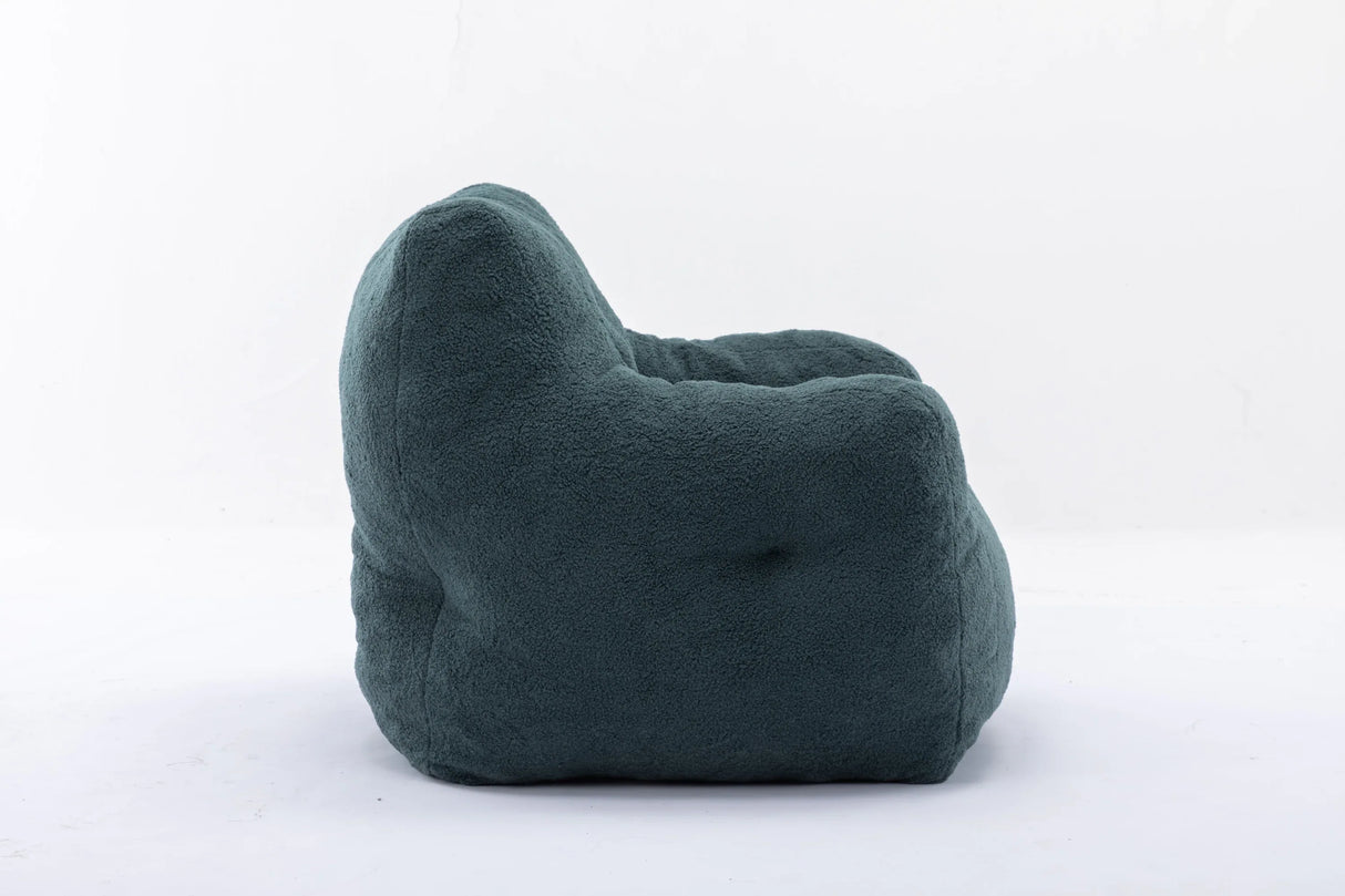 Soft Teddy Fabric Tufted Foam Bean Bag Chair Green - Omega Lifestyles