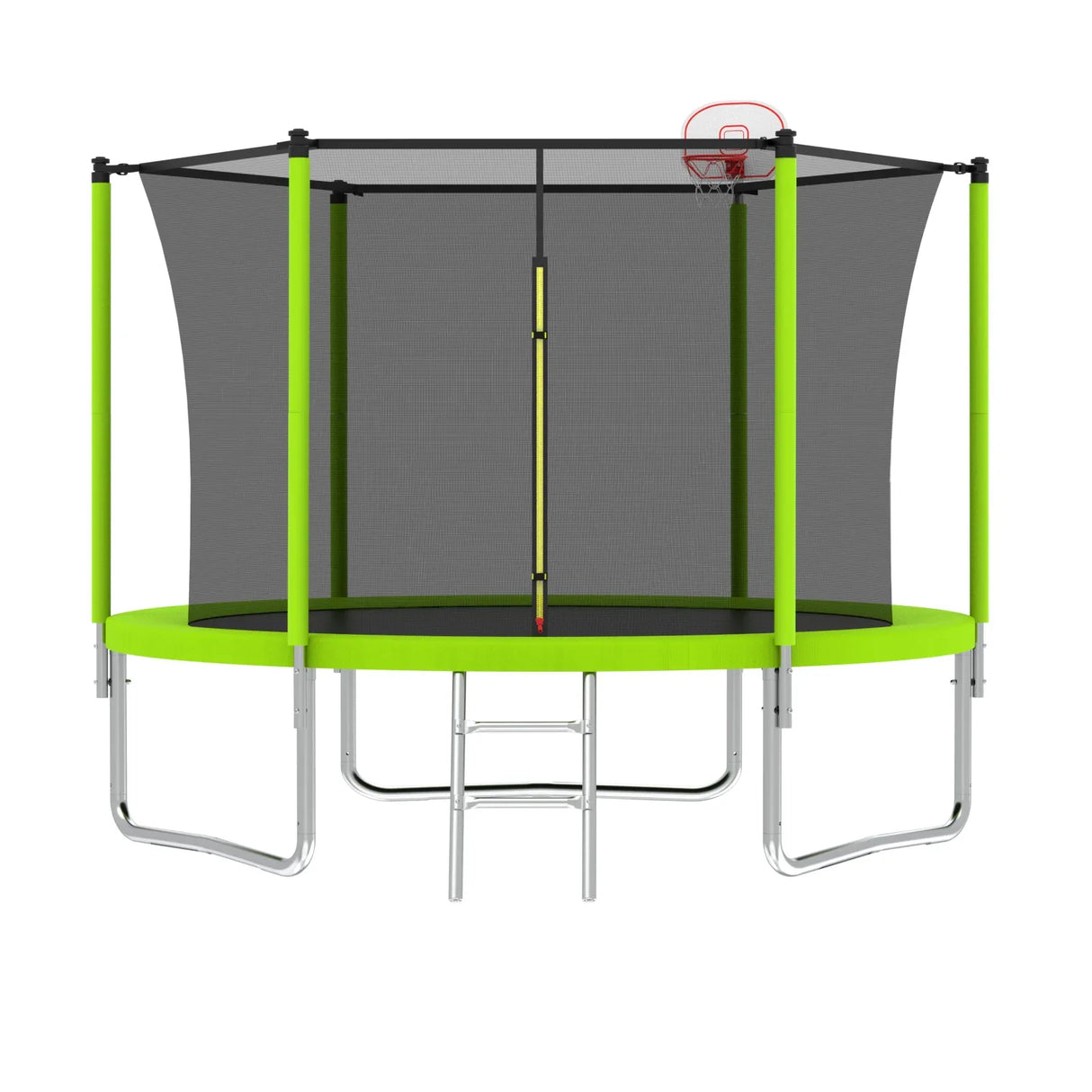 8-Inch Green Safety Enclosure Outdoor Trampoline - Omega Lifestyles