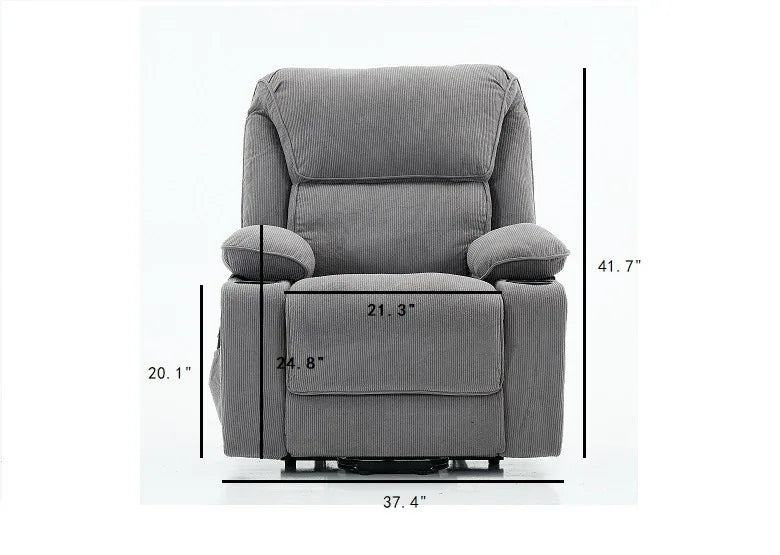 Medium-Firm Corduroy Remote-Controlled Heating Massage Recliner - Omega Lifestyles