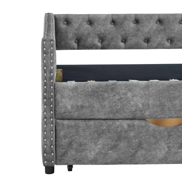 Twin Upholstered Tufted Daybed With Storage Drawers - Omega Lifestyles
