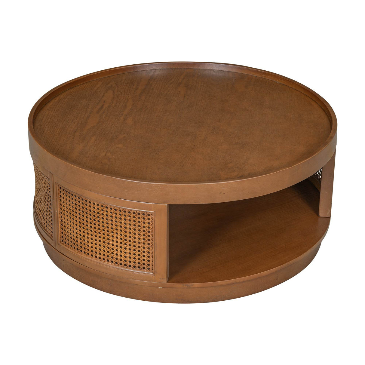 Mid-Century Modern Round Cane Coffee Table - Sleep Galleria
