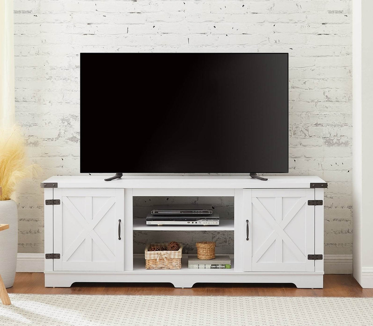 Modern Farmhouse White MDF TV Media Stand Console - Sleep Galleria